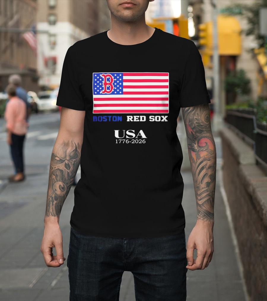 Boston Red Sox USA 1776 2026 American Flag White Stars T-Shirt