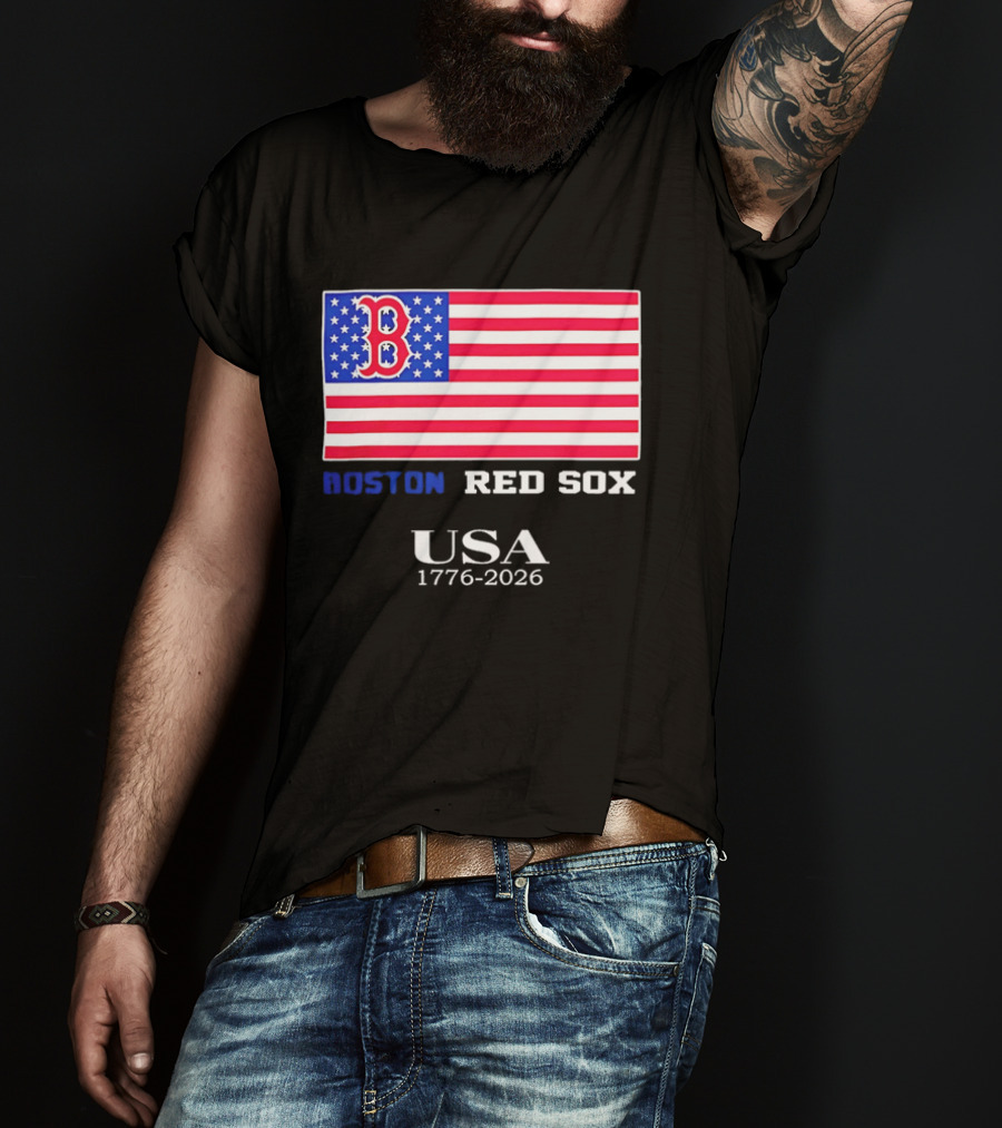 Boston Red Sox USA 1776 2026 American Flag White Stars T-Shirt