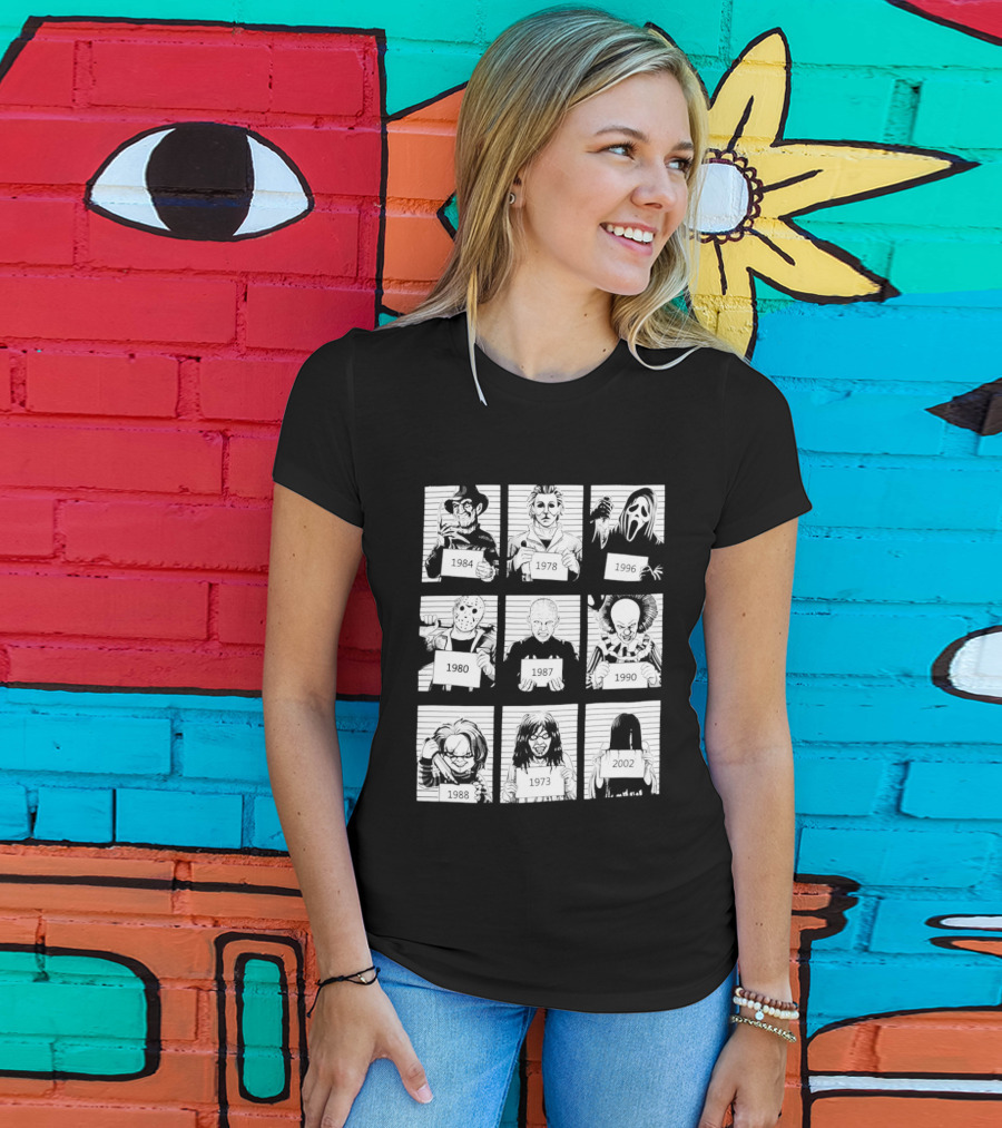 Horror Movie Villain Shot Infamous Characters Collage T-Shirt