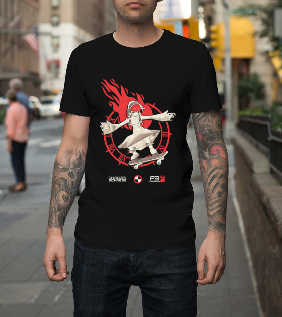 Chidoris Sickness Persona3 Fes P3F Flame Skater T-Shirt