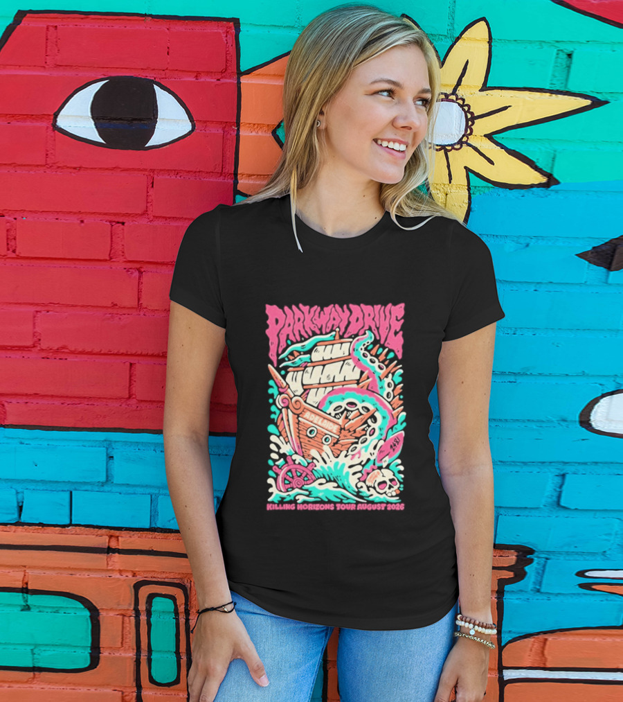 Parkway Drive Killing Horizons Tour Adelaide August 2026 Ship And Tentacle T-Shirt