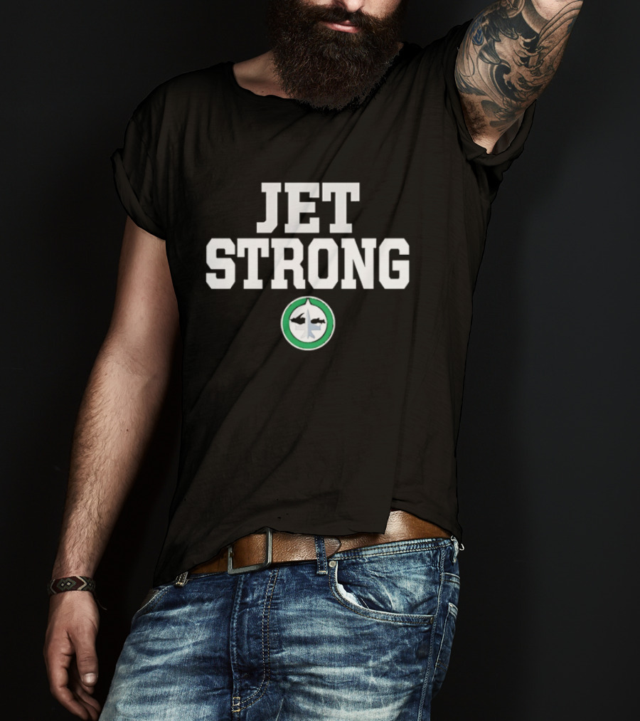 JET STRONG Dark Green Circular Fighter Aircraft T-Shirt