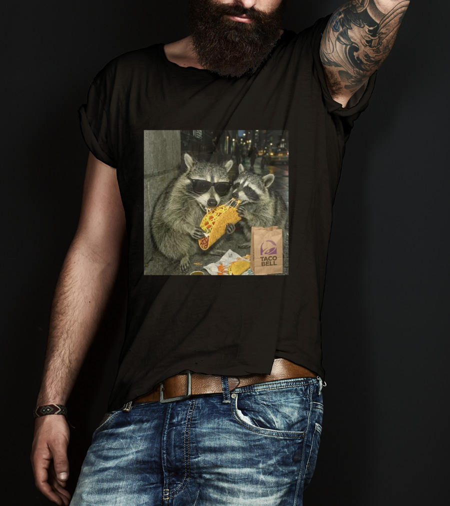 Taco Bell Raccoons Enjoying A Tasty Street Taco Night T-Shirt