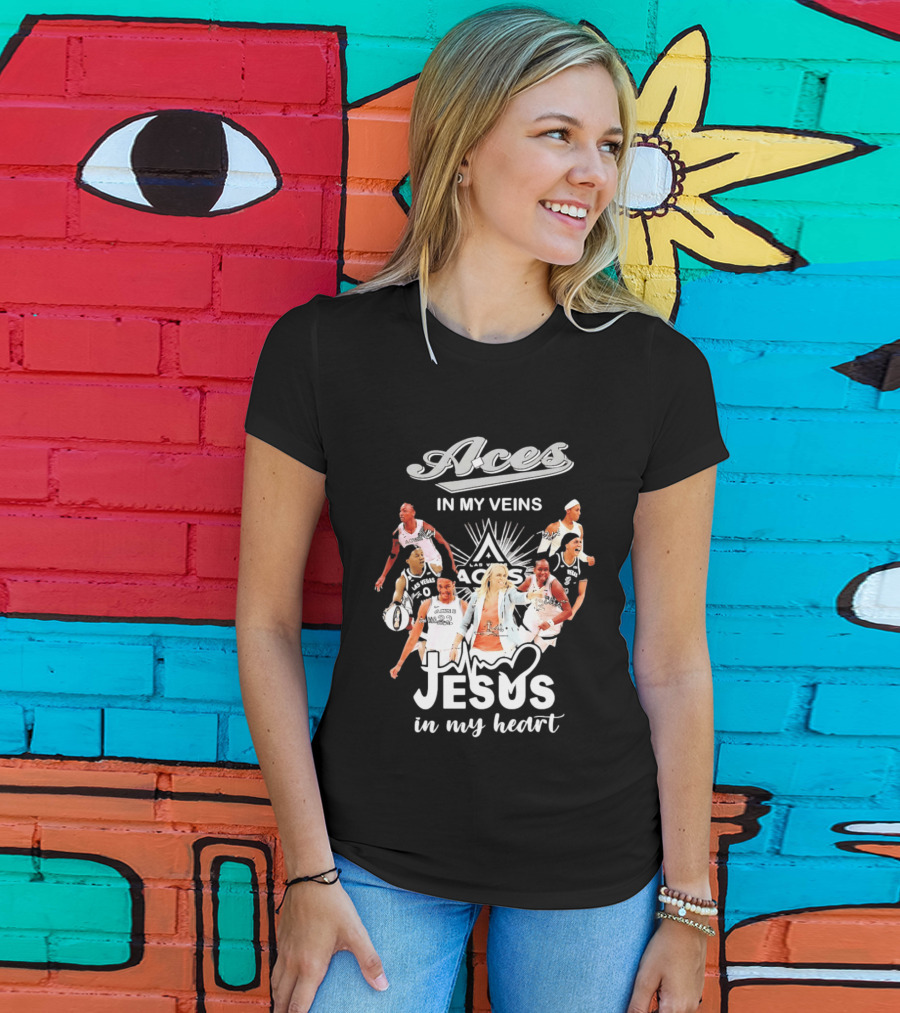 Las Vegas Aces In My Veins Jesus In My Heart WNBA 2026 T-Shirt