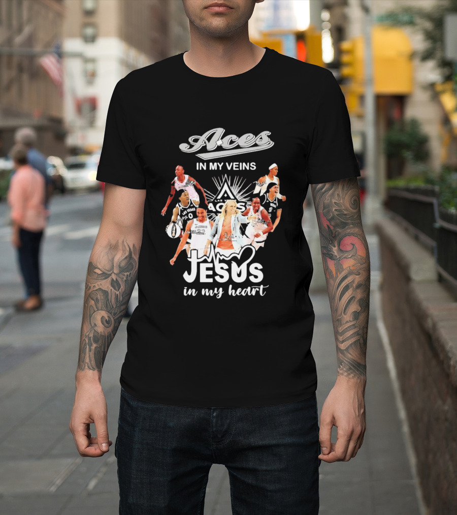 Las Vegas Aces In My Veins Jesus In My Heart WNBA 2026 T-Shirt