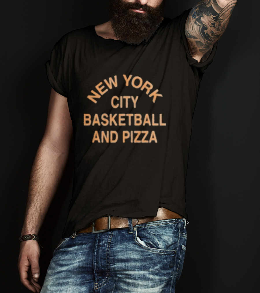 Local Hoops Heavy Indigo New York City Basketball And Pizza T-Shirt