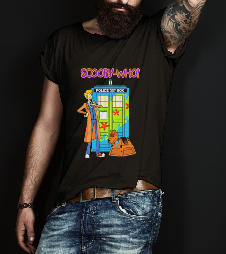 Scooby Who Shaggy Tenth Doctor Mystery Machine Painted Tardis K9 Robot T-Shirt