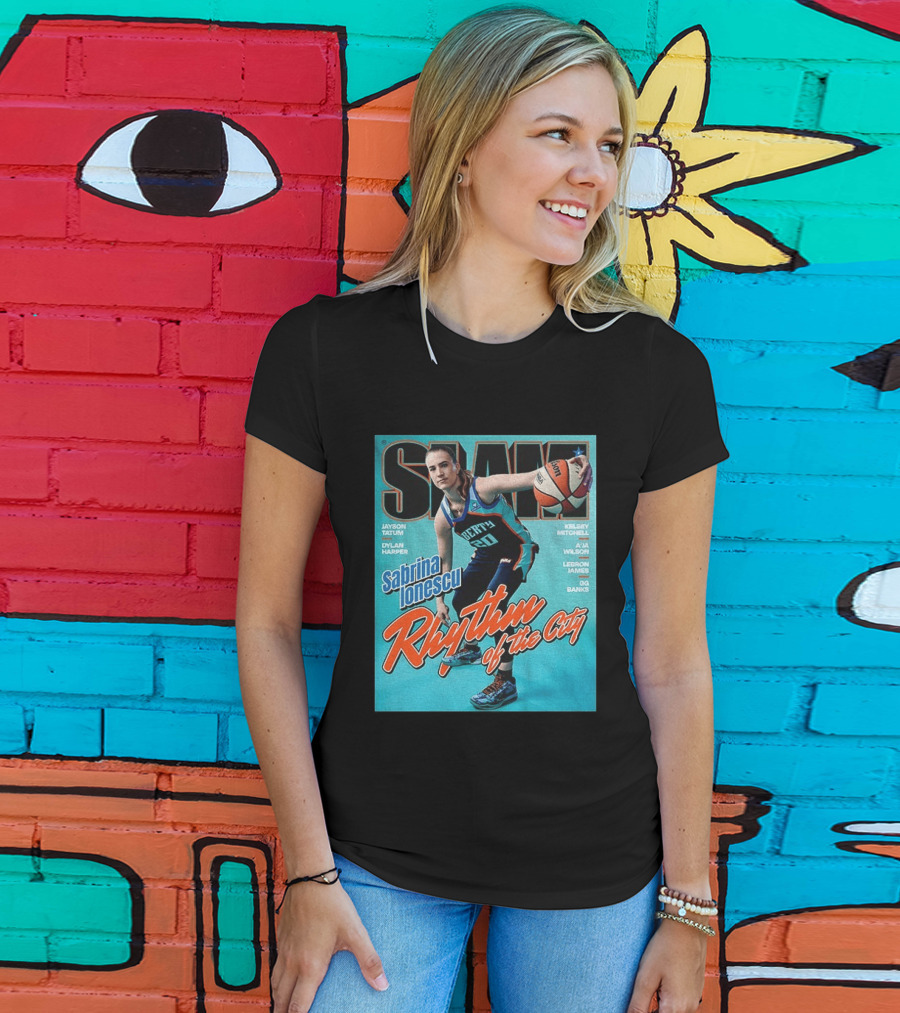 Slam Cover 264 Sabrina Ionescu Rhythm Of The City Liberty Basketball T-Shirt