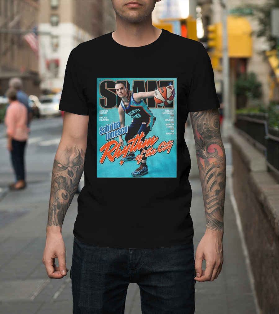 Slam Cover 264 Sabrina Ionescu Rhythm Of The City Liberty Basketball T-Shirt