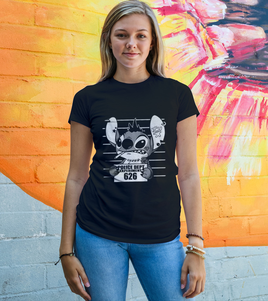 Bad Guy Experiment 626 Police Dept Shot Stitch T-Shirt
