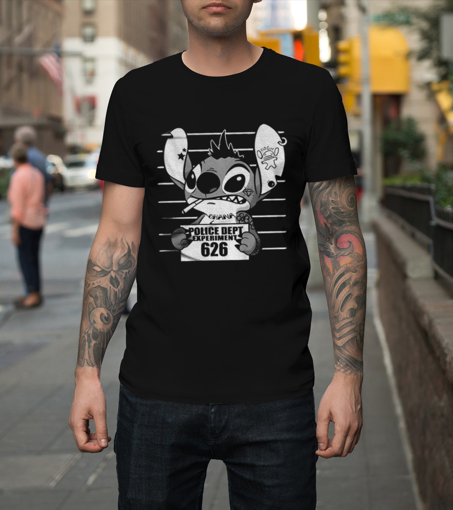 Bad Guy Experiment 626 Police Dept Shot Stitch T-Shirt