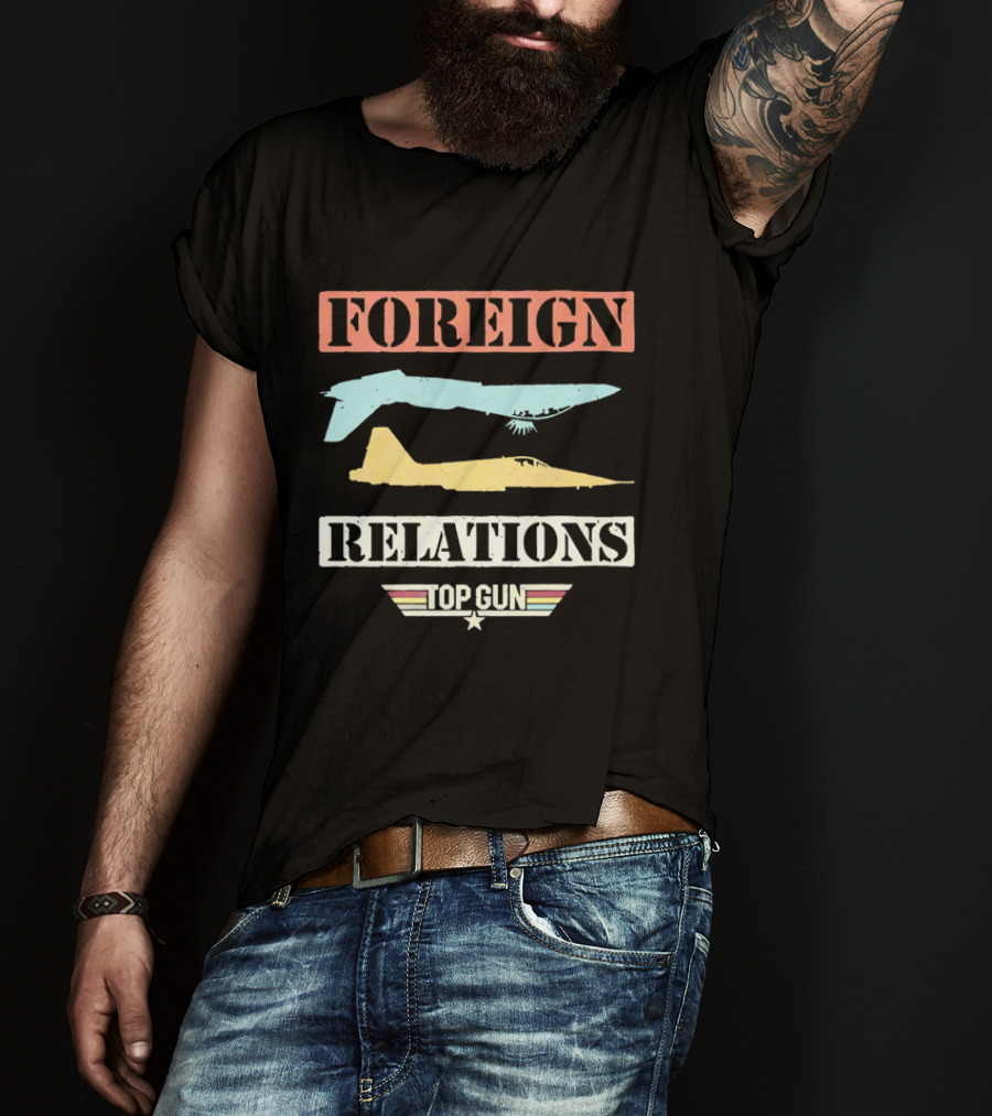 Top Gun Foreign Relations Fighter Jets Distressed Vintage Look T-Shirt
