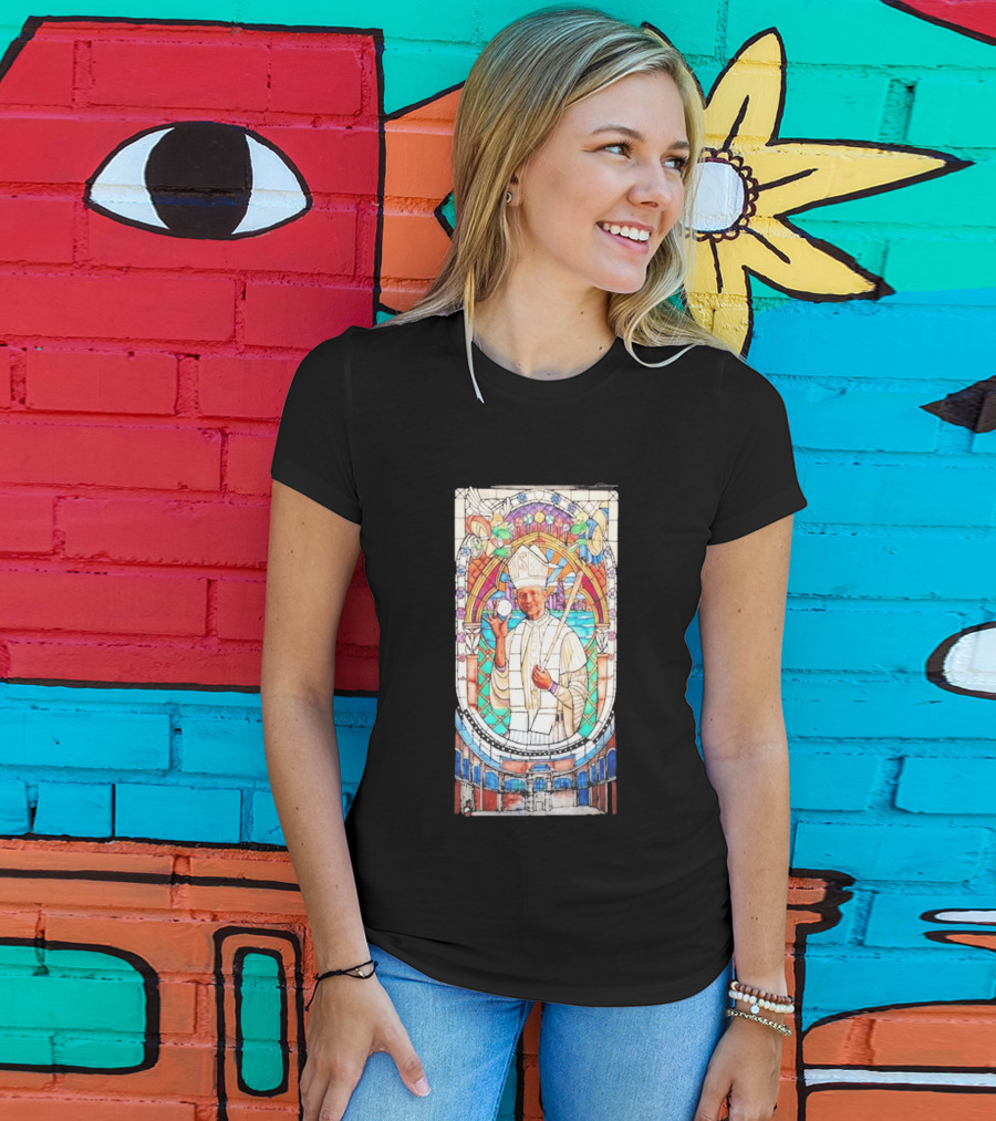 White Sox Pope Hat Stained Glass Painting T-Shirt
