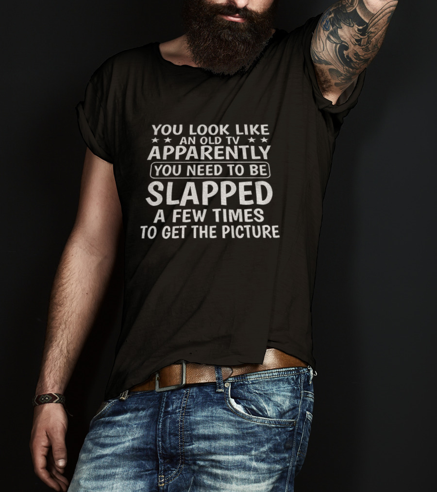 You Look Like An Old TV Apparently You Need To Be Slapped A Few Times To Get The Picture T-Shirt