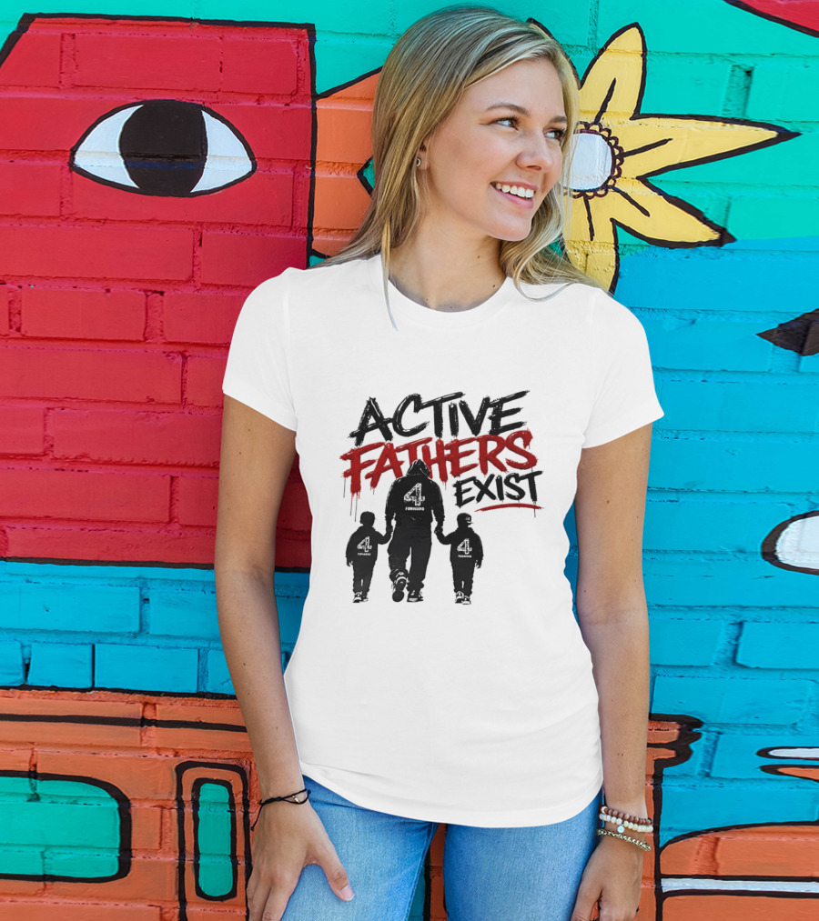 Active Fathers Exist Man Two Boys Walking Holding Hands T-Shirt
