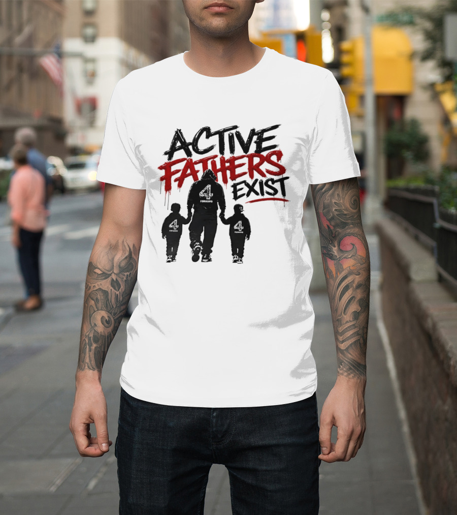 Active Fathers Exist Man Two Boys Walking Holding Hands T-Shirt