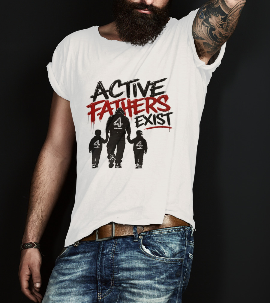 Active Fathers Exist Man Two Boys Walking Holding Hands T-Shirt