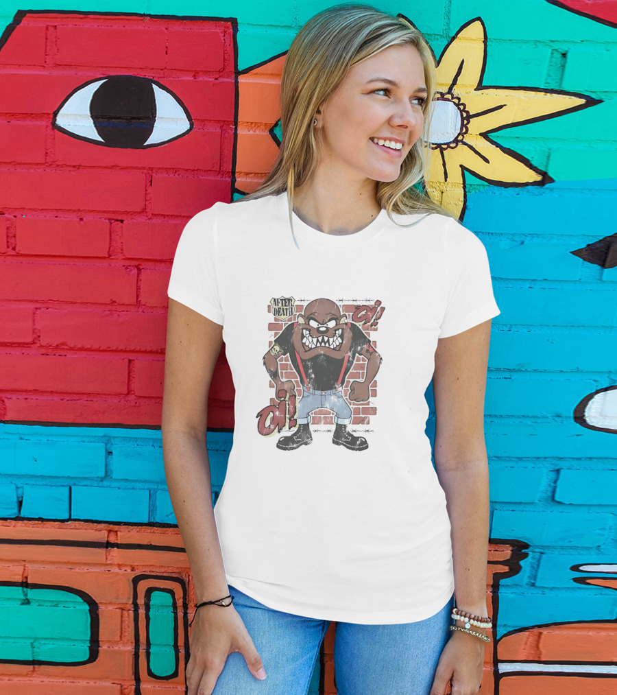 After Death Oi Distressed Skinhead Taz Suspenders Brick Wall T-Shirt