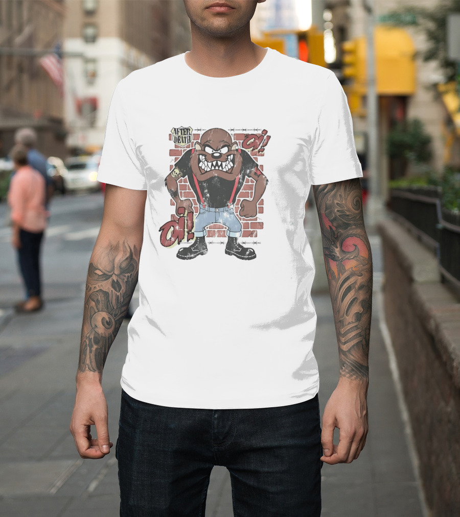 After Death Oi Distressed Skinhead Taz Suspenders Brick Wall T-Shirt