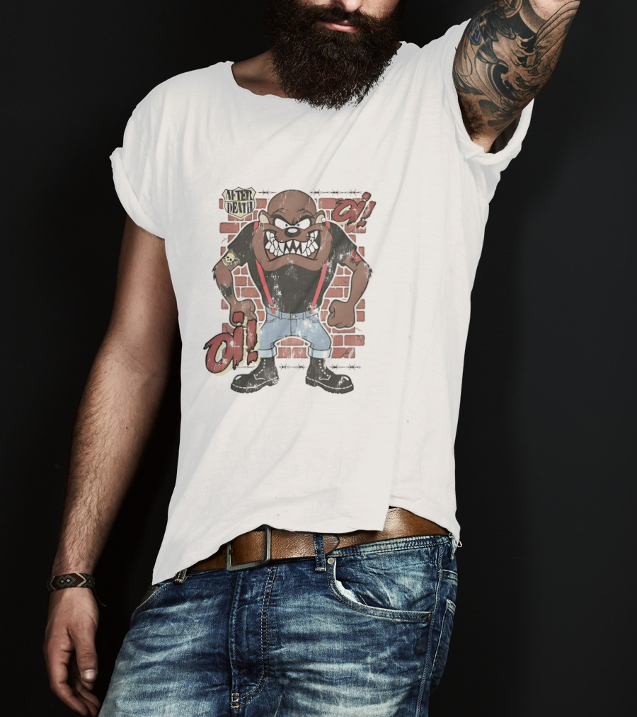 After Death Oi Distressed Skinhead Taz Suspenders Brick Wall T-Shirt