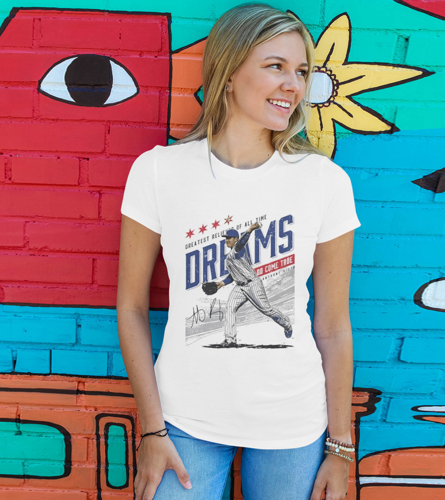 Chicago Cubs Greatest Reliever Of All Time Dreams Do Come True Anthony Rizzo Pitching Stadium Halftone T-Shirt