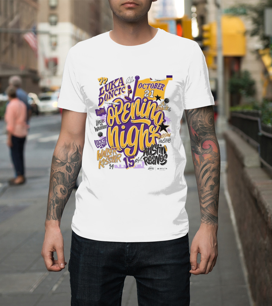 Los Angeles Lakers Luka Doncic Opening Night October 21 Walker Kessler Austin Reaves T-Shirt