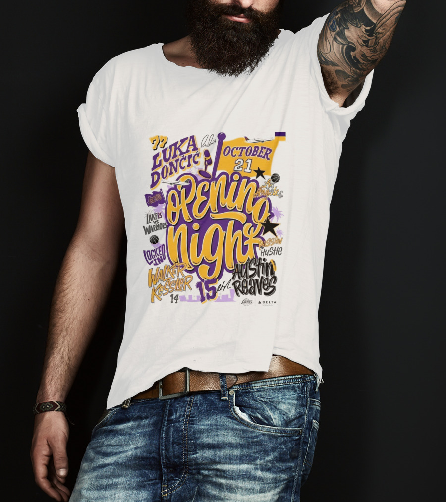 Los Angeles Lakers Luka Doncic Opening Night October 21 Walker Kessler Austin Reaves T-Shirt