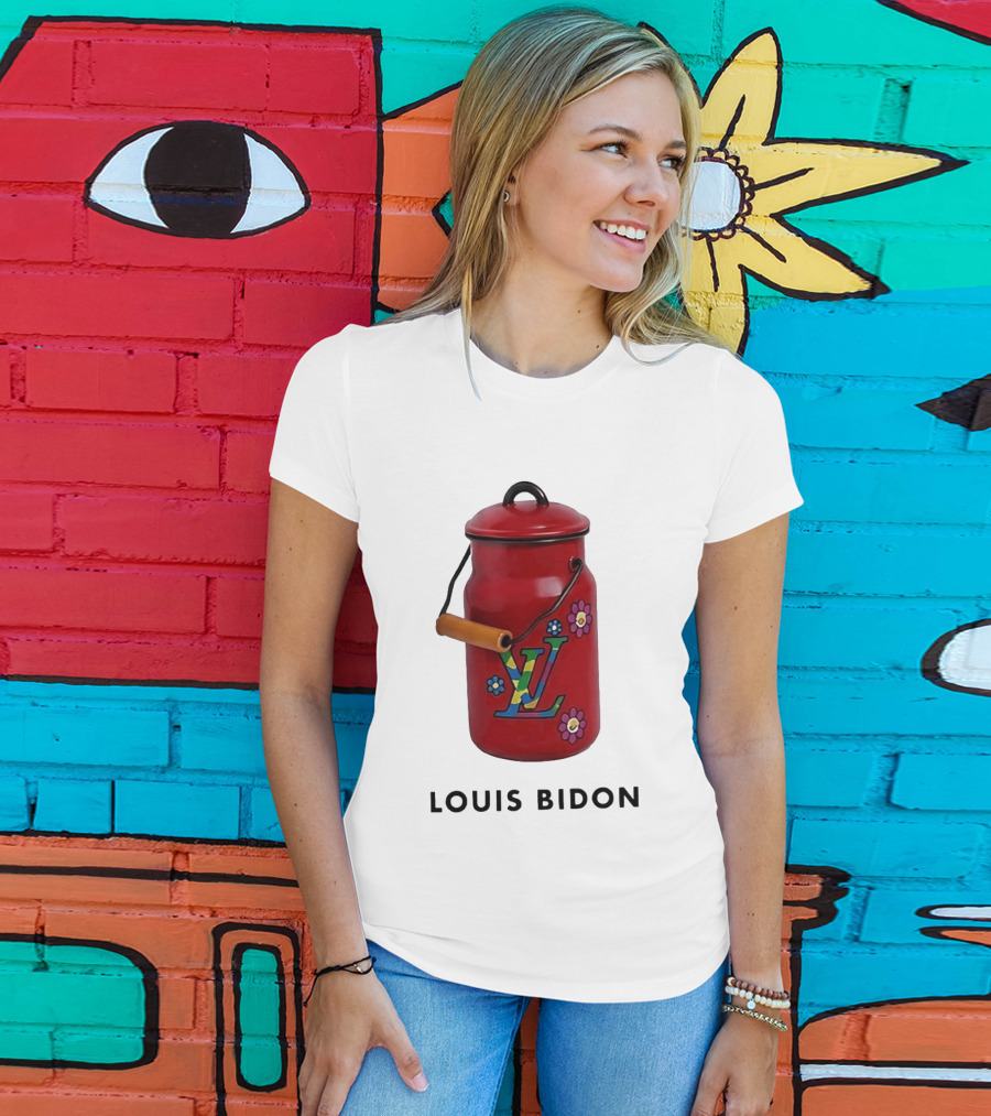 Louis Bidon Milk Jug Red Enamel Rainbow Monogram Flowers T-Shirt
