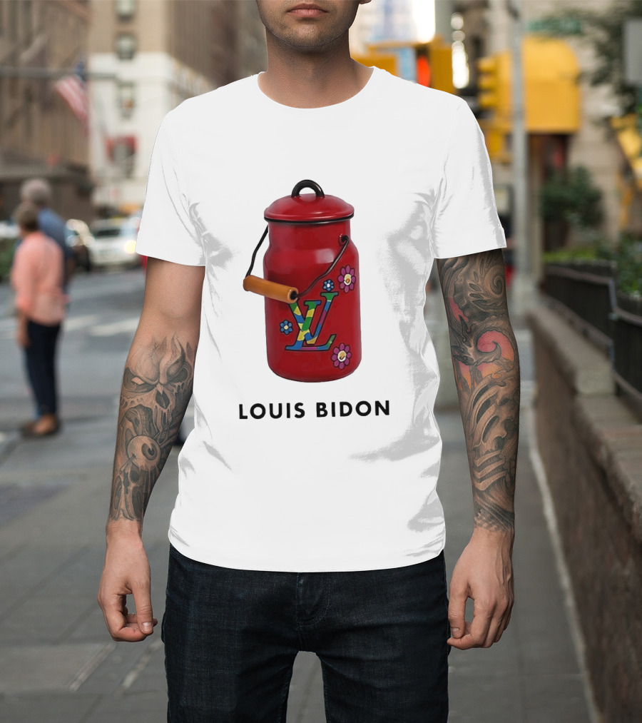 Louis Bidon Milk Jug Red Enamel Rainbow Monogram Flowers T-Shirt