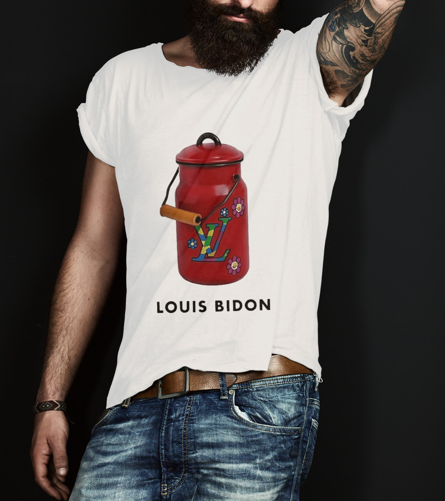 Louis Bidon Milk Jug Red Enamel Rainbow Monogram Flowers T-Shirt