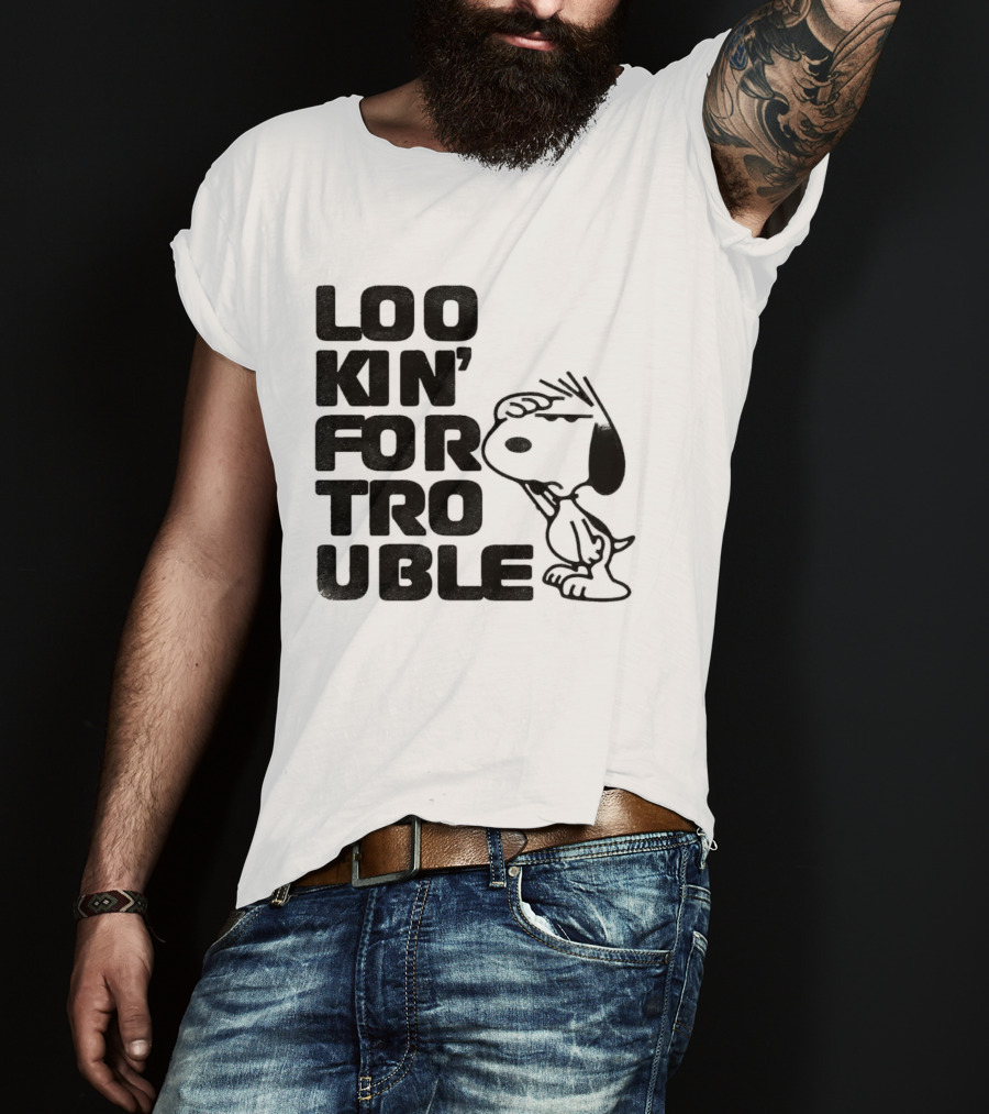 Peanuts Snoopy Lookin' For Trouble Hand Over Eye Distressed T-Shirt