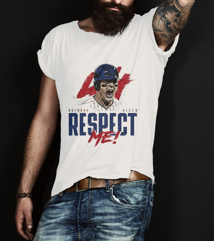 Anthony Rizzo Respect Me Screaming Baseball Player Distressed 44 Red T-Shirt