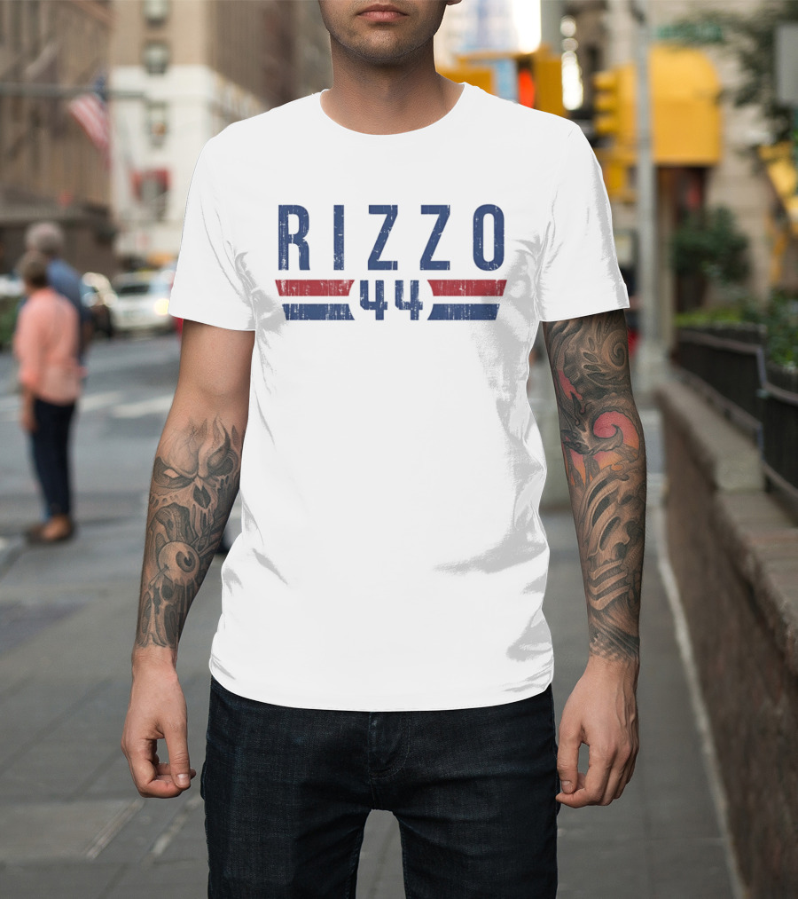 Rizzo 44 Distressed Tall Red Blue Wing Stripes T-Shirt