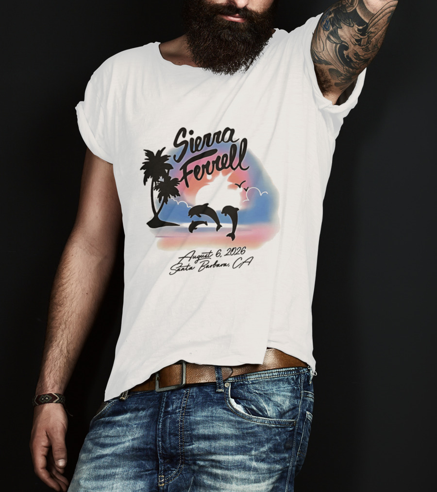 Sierra Ferrell August 6 2023 Santa Barbara CA Dolphins And Palm Trees T-Shirt