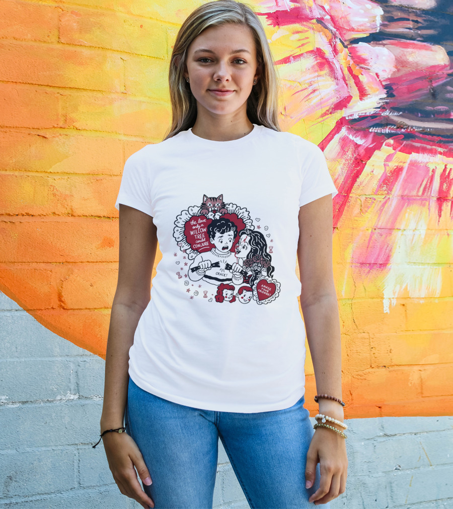 The Love Only A Willow Tree Could Conjure Crack Heartbreak Roses Cat T-Shirt