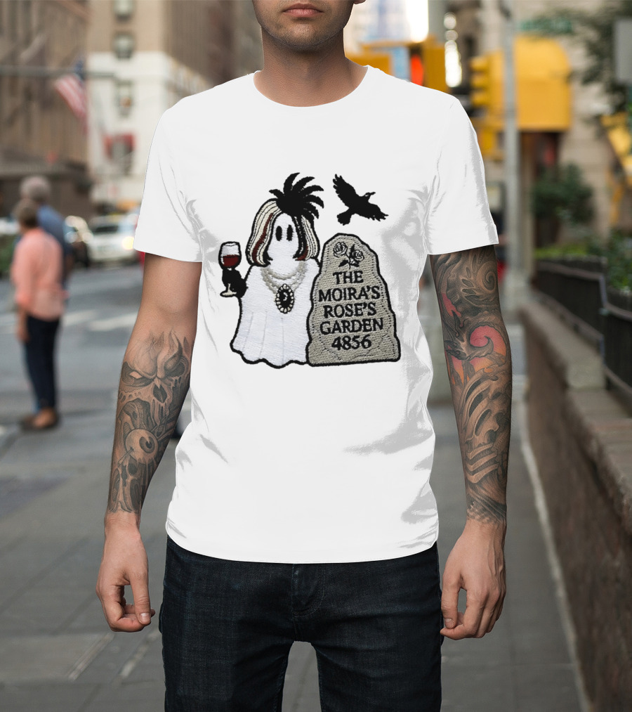 The Moira's Rose's Garden Ghost Wine Glass Tombstone Crow 4836 Wig T-Shirt