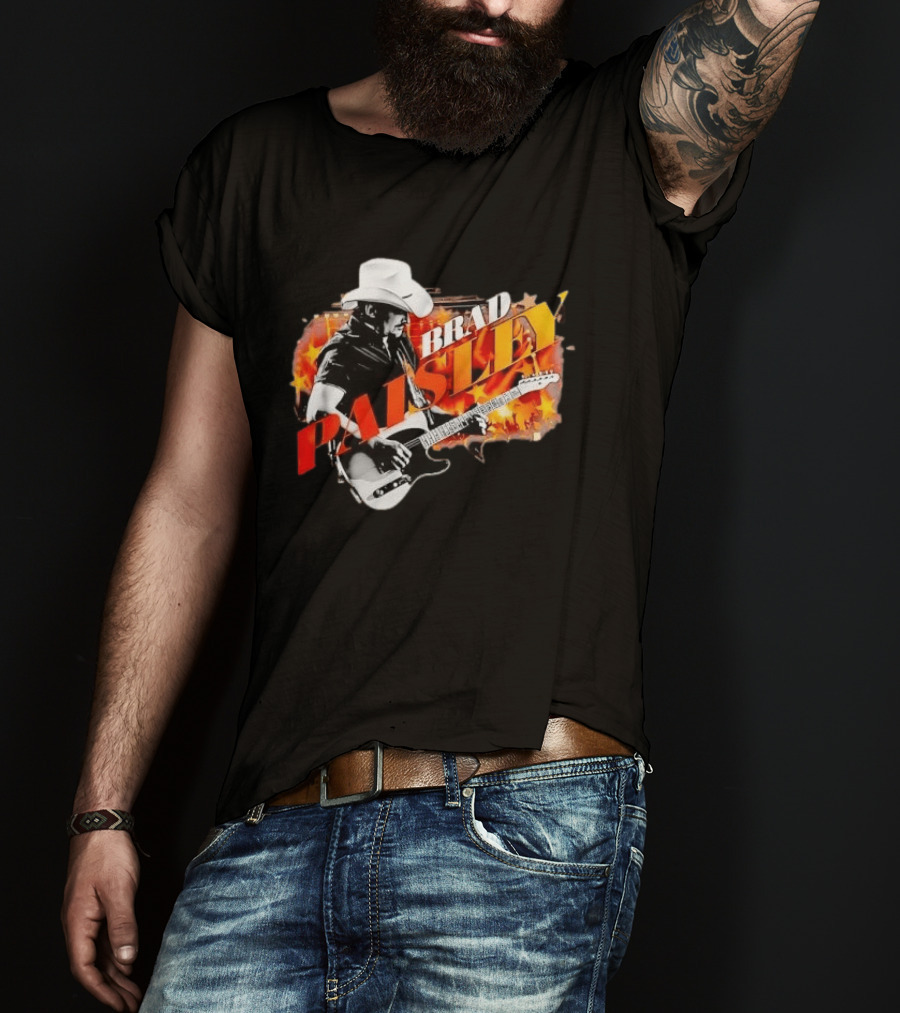 Brad Paisley Cowboy Hat Electric Guitar Musician Scene T-Shirt