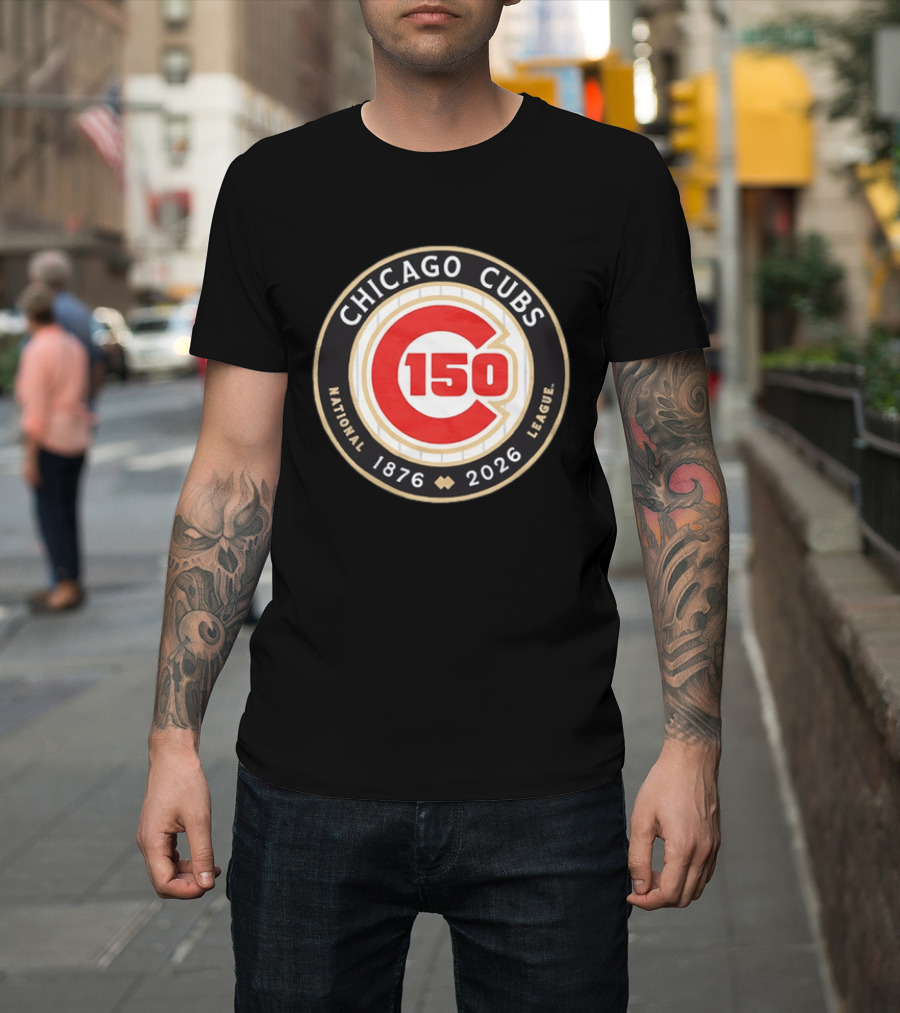 Chicago Cubs National League 150th Anniversary 1876 2026 Pinstripes T-Shirt