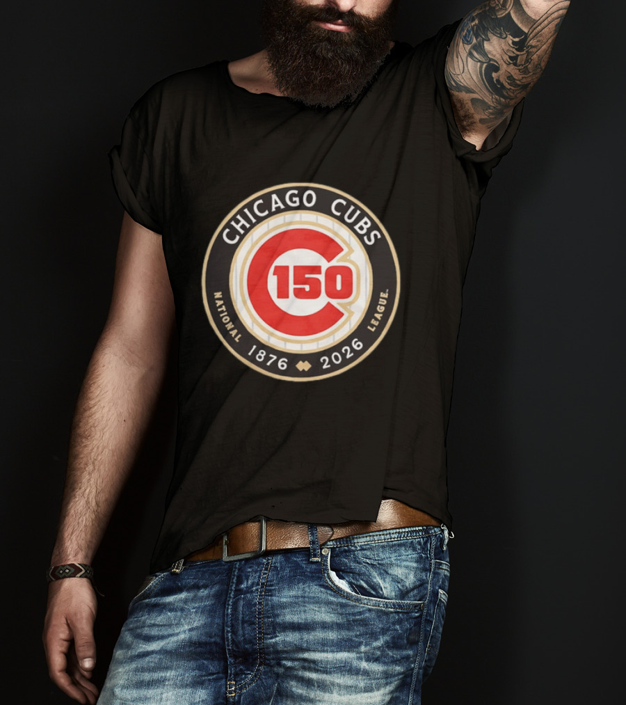 Chicago Cubs National League 150th Anniversary 1876 2026 Pinstripes T-Shirt