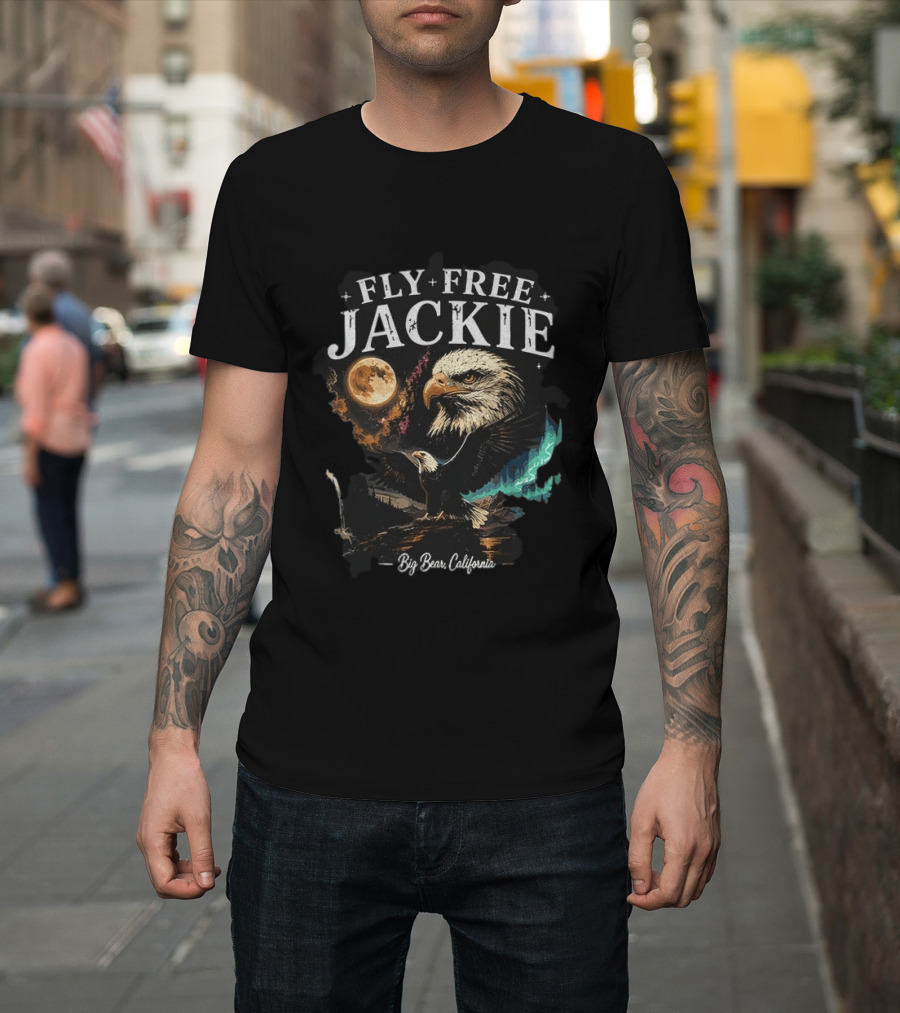 Fly Free Jackie Eagle Moon Big Bear California T-Shirt