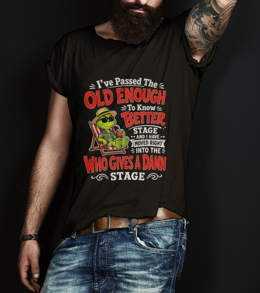 Grinch I've Passed The Old Enough To Know Better Stage Moved Right Into The Who Gives A Damn Stage T-Shirt