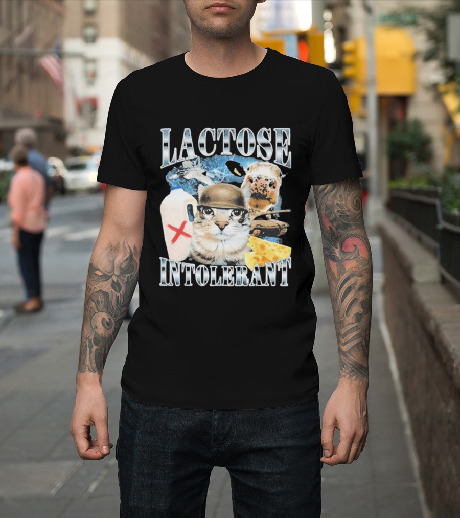 Lactose Intolerant Cat Cheese Cow Milk Jug T-Shirt
