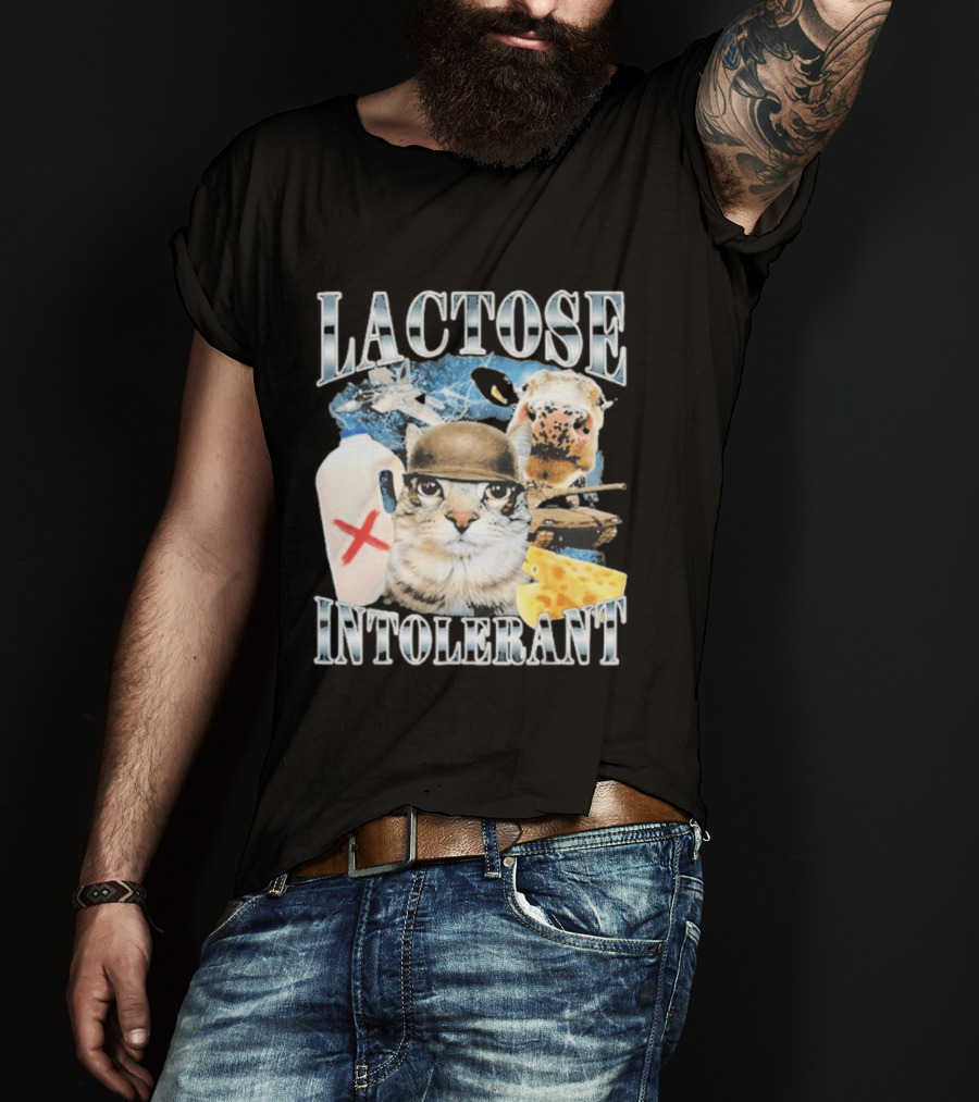 Lactose Intolerant Cat Cheese Cow Milk Jug T-Shirt