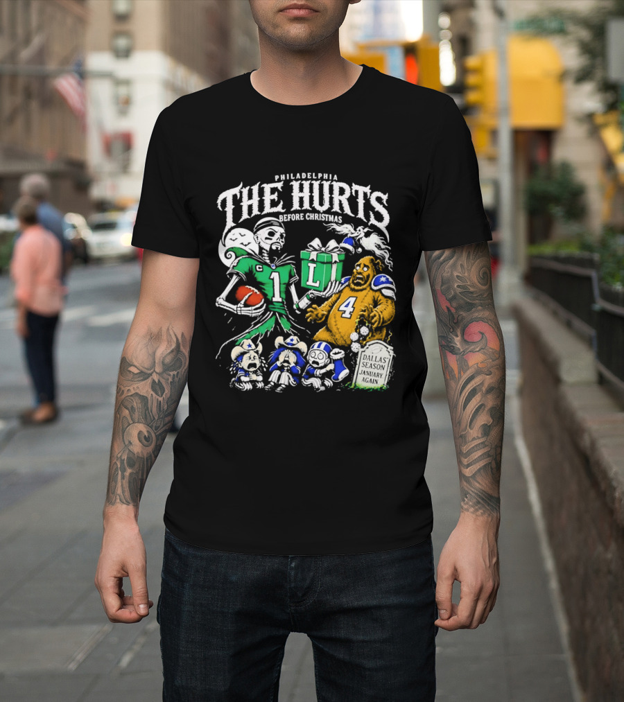 Philadelphia Eagles The Hurts Before Christmas Jalen Hurts Dallas Season Again Tombstone T-Shirt
