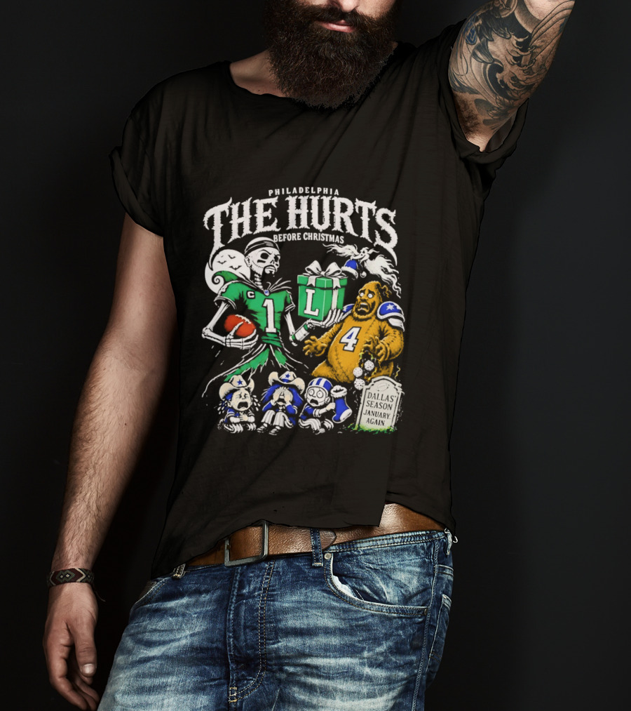 Philadelphia Eagles The Hurts Before Christmas Jalen Hurts Dallas Season Again Tombstone T-Shirt