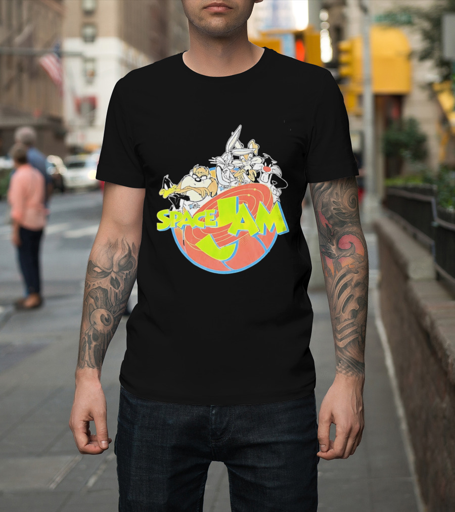 Space Jam Looney Tunes Characters Dynamic Pose T-Shirt