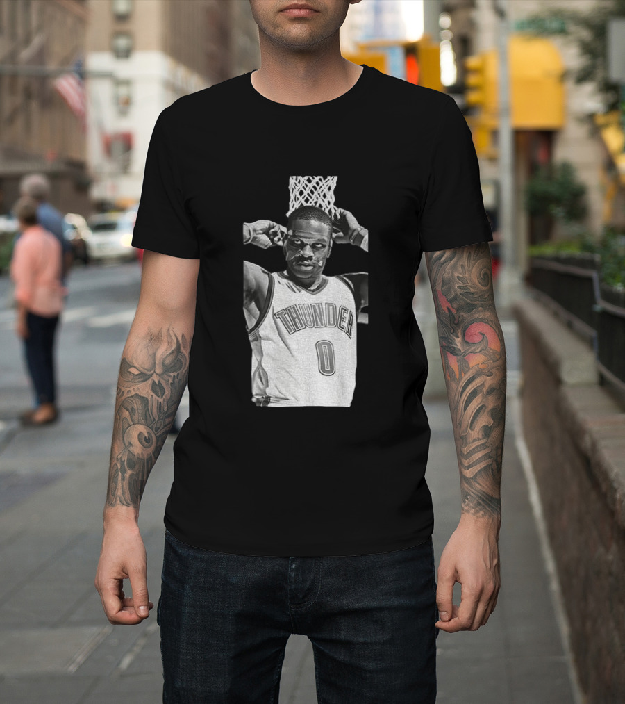 Russell Westbrook Masked OKC Thunder Basketball Legend Iconic Number 0 T-Shirt