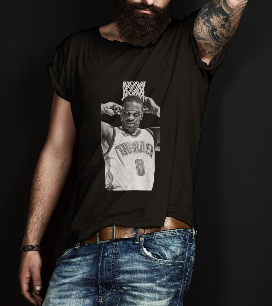 Russell Westbrook Masked OKC Thunder Basketball Legend Iconic Number 0 T-Shirt