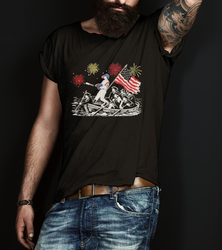 Players Crow Armstrong Patriotic Baseball Batting With American Flag And Revolutionary Boat T-Shirt