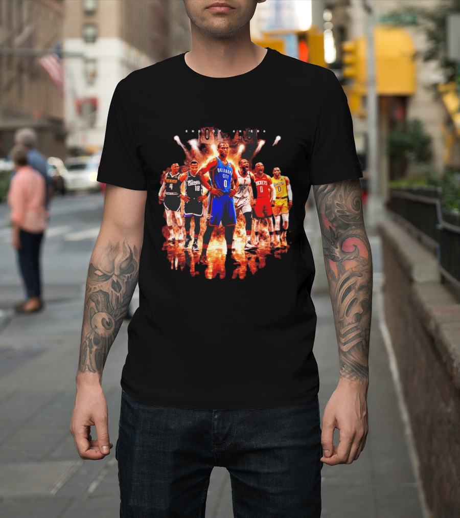 Russell Westbrook Oklahoma City NBA Career Retrospective With Team Jerseys T-Shirt